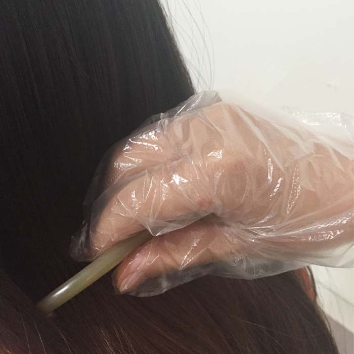 Luvas de tintura para cabelo descartáveis ​​de polietileno