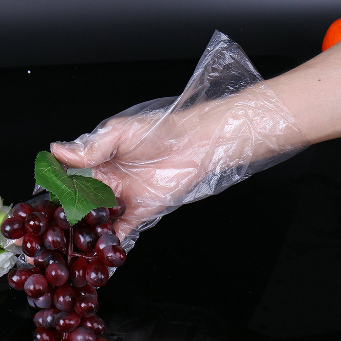 Luvas de plástico PE descartáveis ​​para preparação de alimentos