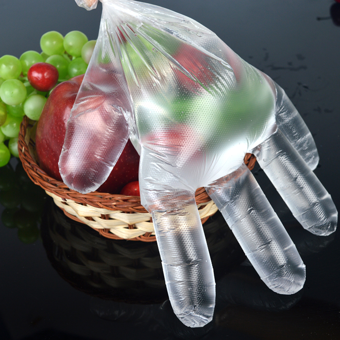 Luvas descartáveis ​​de plástico transparente para alimentos